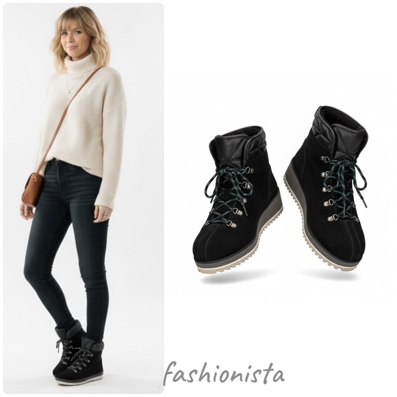 UGG Shoes - NEW UGG Birch Waterproof Black Suede Wool lined Wedge boots with box Sz.38/8